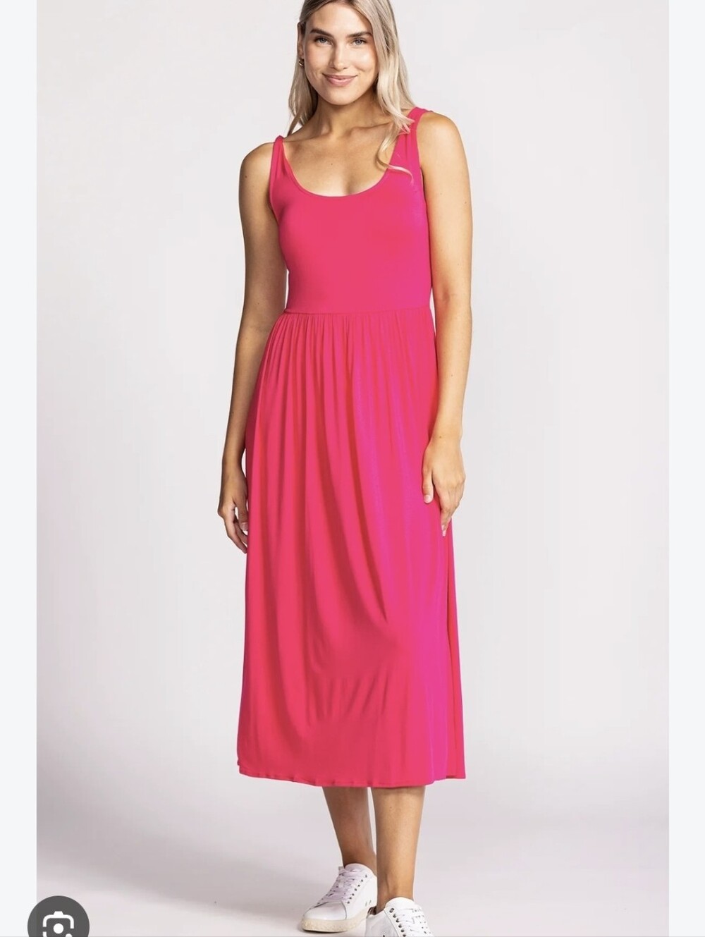 NWT Pink Martini Lorna Scoop Neck Tank Midi Dress In Fuschia Size S